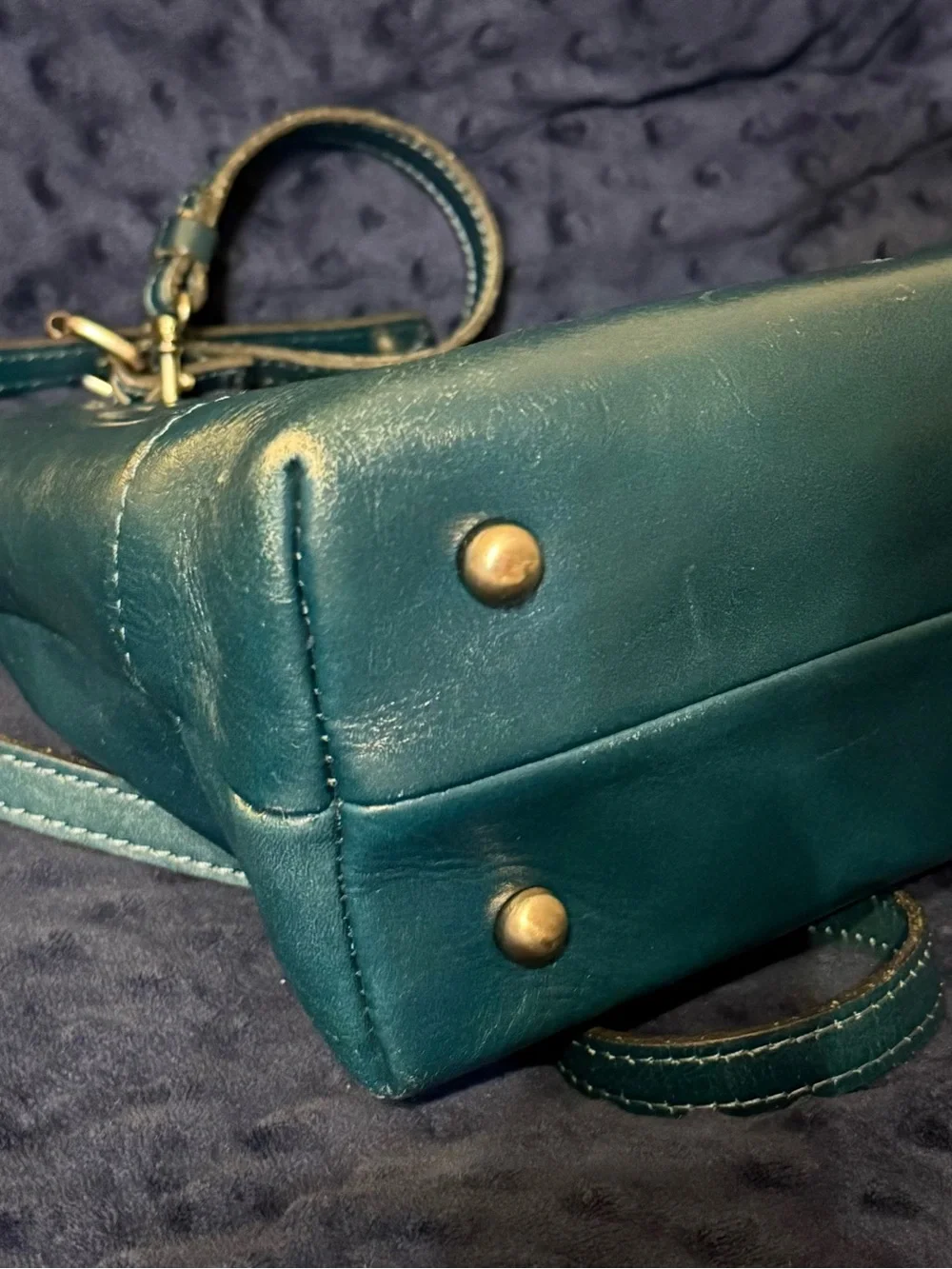 Patricia Nash Teal Floral Tooled Leather Frame Clutch